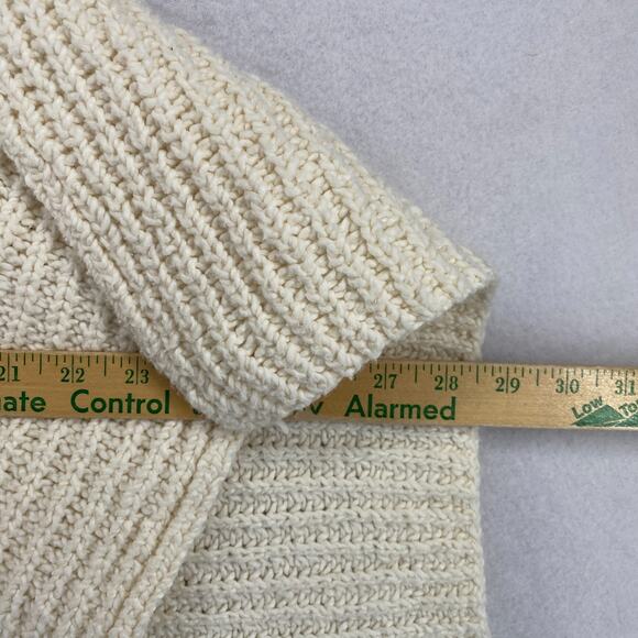 EILEEN FISHER Sweater OS Ribbed Chunky Cape Poncho Shawl One Button Off White - Picture 8 of 11